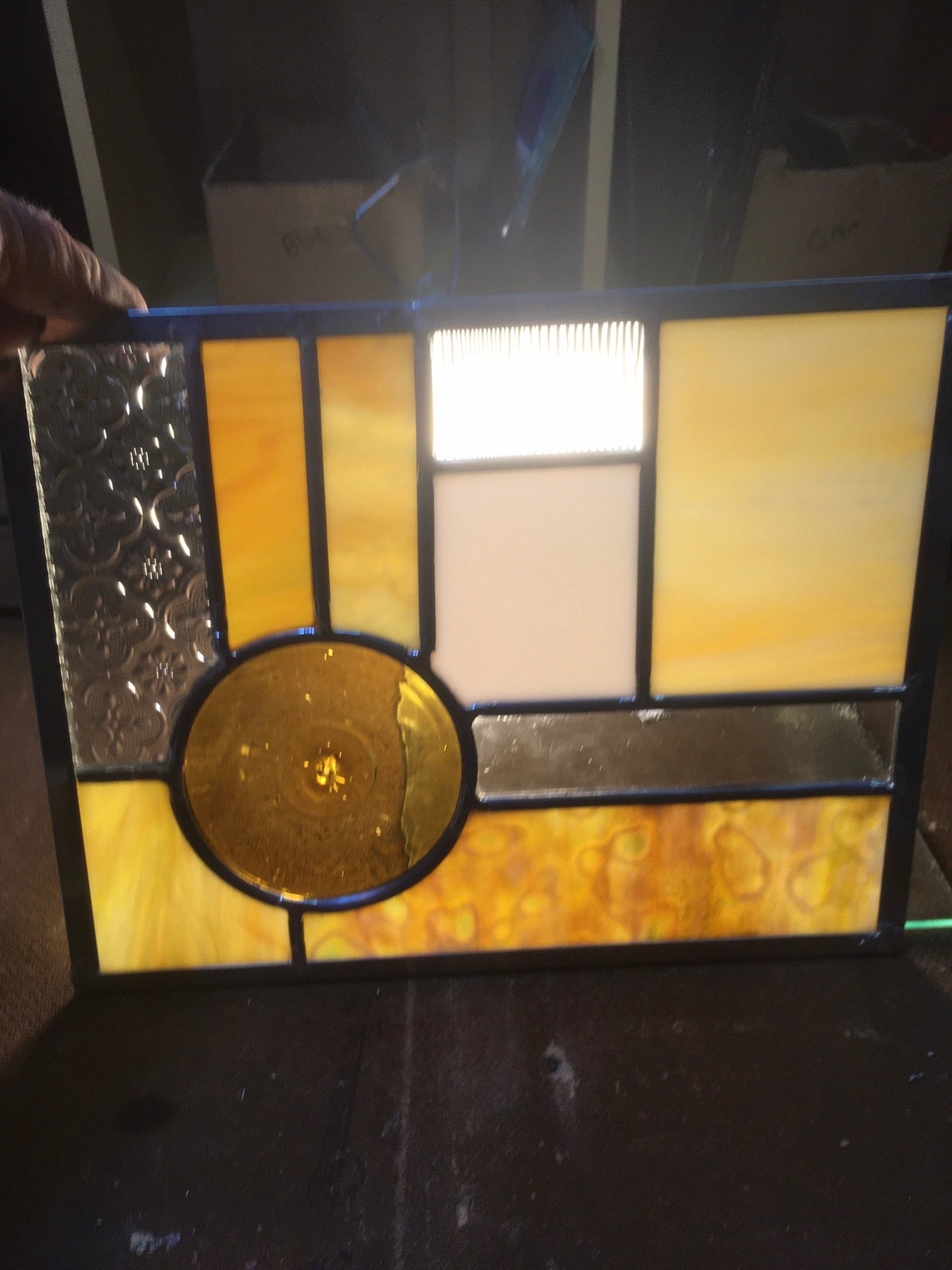 Leaded Glass Mid Century Modern Panel Etsy