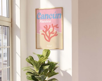 Pôster de viagem de Cancún / Arte de parede de Cancún, México / Parede de galeria / Arte de parede colorida / Arte de parede para impressão / Decoração para casa / Decoração boho para casa