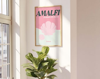 Pôster de viagem de Amalfi / Arte de parede da Costa Amalfitana / Parede de galeria / Arte de parede colorida / Arte de parede para impressão / Decoração para casa / Decoração boho para casa
