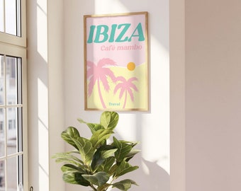 Póster de viaje de Ibiza, decoración bohemia para el hogar (descarga digital)