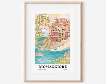Cinque Terre Art Print: Riomaggiore, Italian Riviera Coastal Scene