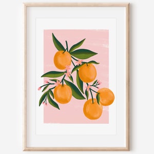 Oranges Floral Art Print, Amalfi Coast Kitchen Wall Decor