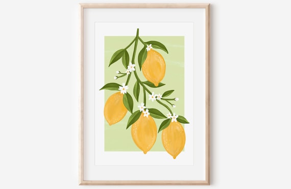 Lemons art print / Lemons poster / Fruit print / Kitchen wall art / Modern farmhouse / Gallery wall / Home decor / Fruit collection