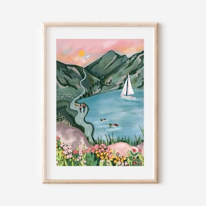 Lake district print / Lake district travel / Wall art / Home decor / Travel print / Lake district gift / Windemere travel print / Landscape