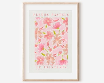 Póster floral en tonos pastel, estilo francés (descarga digital)