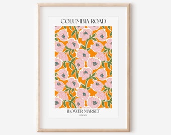 Columbia Road Blumenmarkt / Kunstdruck / Florale Wandkunst / Wohnkultur / Abstrakte Blumen / Art Deco / Minimalistische Illustration / Blumenkunst