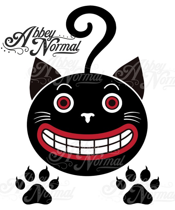 Download Black Cheshire Smiling Cat Svg Files Cricut And Cameo Etsy PSD Mockup Templates