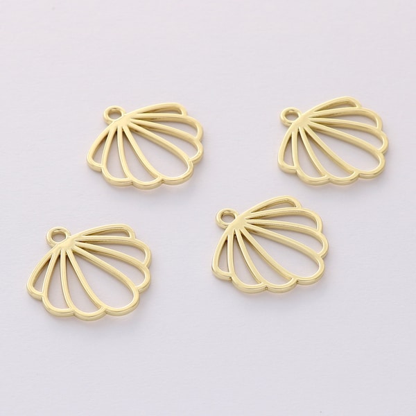 10pcs Gold Plated Alloy Charm, Hollow Flower Pendant ,Earring Jewelry DIY Material