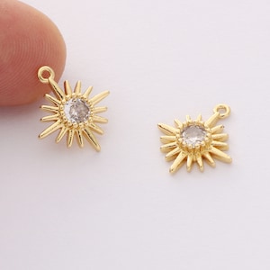 6pcs Real 18K Gold Plated Star Charm,Gold Initial Charm,Vermeil moon Pendant,Tiny Gold Star,cz pave star Charm