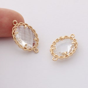 10pcs Clear Glass Charm, Large Oval Glass Connector, Frame Glass Crystal Charm,Handmade Jewelry Accessories