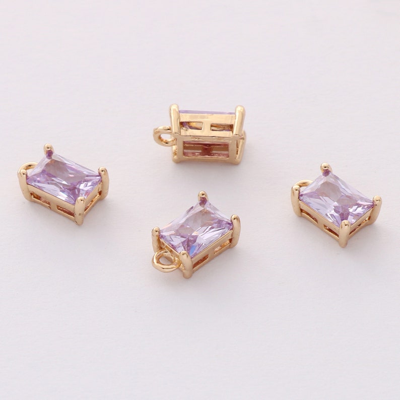 10pcs Gold Rectangle Zircon Charm, Pave Rectangle Connector, Birthstone Charm, Gemstone Charm,Jewelry Making,Material Craft Supplies image 3
