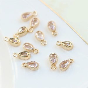 10pcs CZ Pave Charm, Teardrop Zircon Pendant, Birthstone Charm,4*6mm, Tiny Mini Zircon Charm,Jewelry Making,Material Craft Supplies