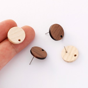 10pcs Round Wood Earrings, Wood Stud Earrings,Ear Wire, Earrings Post,Wood Jewelry Accessories, Diy Material, Craft Supplies