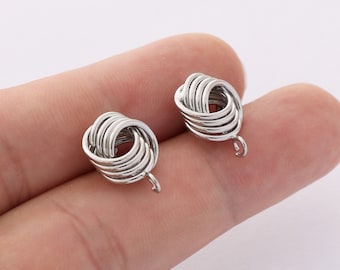 6pcs Platinum Brass Knot Earrings Stud, Metal Post Earrings,Designer jewelry Finding, Earring diy Material,High Quality, Nickel Free