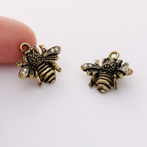 10pcs Bronze Alloy Charm, Bee Pendant ,Beetle Charm,Insect Finding, Earring Jewelry DIY Material