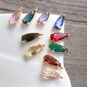 10pcs breloque en verre de cadre, pendentif en verre en forme de larme, breloque en pierre de naissance, breloque en pierre précieuse en forme de larme, fabrication de bijoux, fournitures d'artisanat matériel
