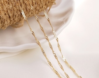 3.2feet Real Gold Plated Twisted Chain, Chain by Feet,Jewelry Accessories Material