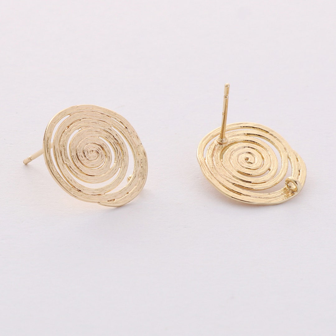 Boucles D'oreilles Pendantes En Spirale, Plaquées Or Jaune, Fermoir Clous - Occasion