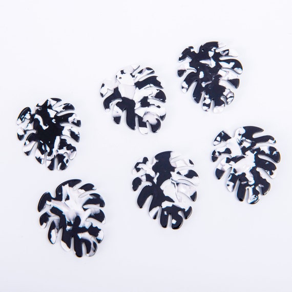 6pcs 35*44MM Leaf Shape Cellulose Acetatic Resin Pendants Colorful Charm Jewelry Charm Diy Jewelry Accessories Craft Supplies