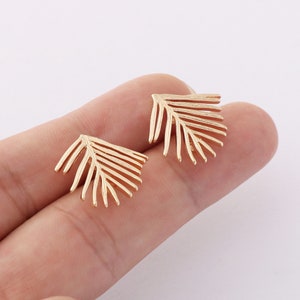 1Opcs Real Gold Plated Leaf Earrings, Laeves Stud Earrings,Earring Attachment,Plant Post Earring,Jewelry Making,Material Craft Supplies