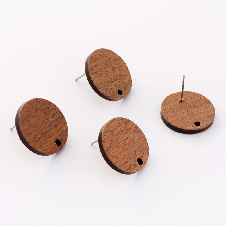 10pcs Round Circle Wood Earrings, Wood Stud Earrings,Ear Wire, Earrings Post,Wood Jewelry Accessories, Diy Material, Craft Supplies image 3