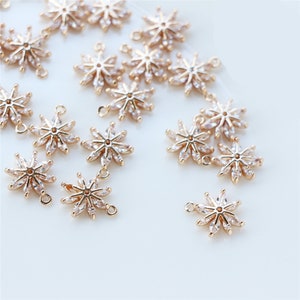 10pcs CZ Pave Charm, Zircon Flower Pendant, Rose Red Flower Charm,10*12mm,Jewelry Making,Material Craft Supplies