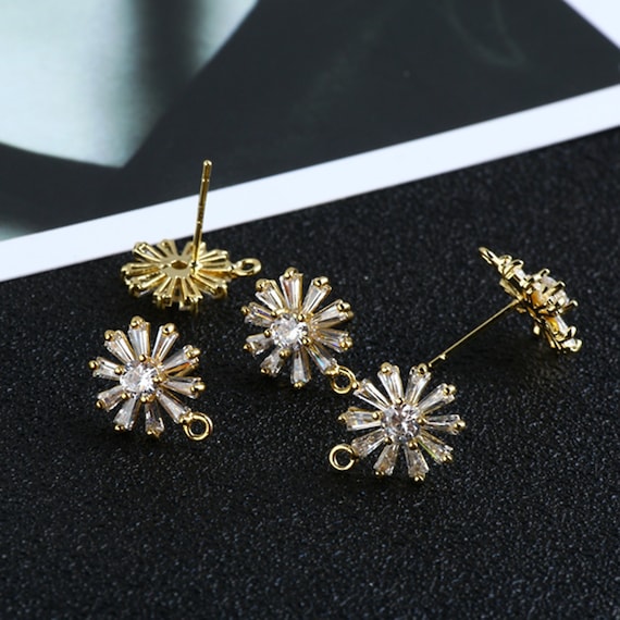 Wine Glass Stud Earrings Cubic Zirconia CZ Post Gold-plated Wine Glass Stud Earrings Cubic Zirconia CZ Post Gold-plated