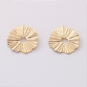 10pcs Real Gold Plated Circle Charm, Round Circle Pendant,Earrings Accessories,DIY Earring attachment image 2