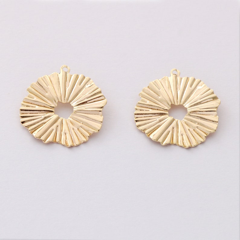 10pcs Real Gold Plated Circle Charm, Round Circle Pendant,Earrings Accessories,DIY Earring attachment image 2