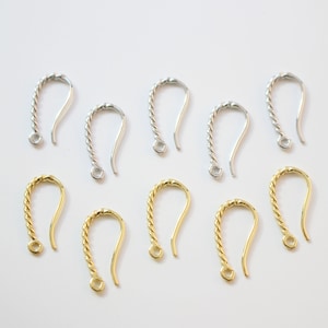 10pcs Real Gold Plated Twist Ear Wire, Twist Earrings, Earring Accessories,Nickel Free,high-quality