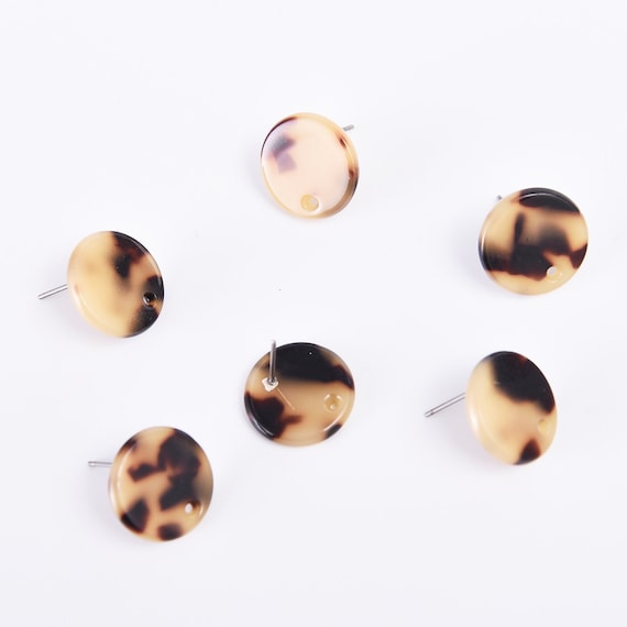 10pcs 16MM Cellulose Acetatic Earrings Ear Stud Resin Earring Attachment  Jewelry Diy Material Jewelry Accessories Craft Supplies