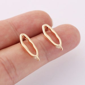 6Ppcs Real Gold Plated Oval Earrings Stud, Post Earrings,Ear Wire,Geometric Earring Attachment,Jewelry Making,Material Craft Supplies image 1