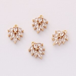 10pcs CZ Pave Leaf Charm, Zircon Branches Pendant, Branches Charm,1115mm,Jewelry Making,Material Craft Supplies image 3