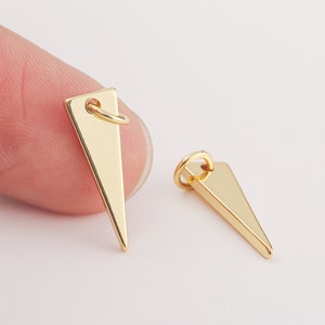 10pcs Real Gold Plated Rivet Charm, Gold Spike Pendant, Triangle Charm,High Quality, Nickel Free