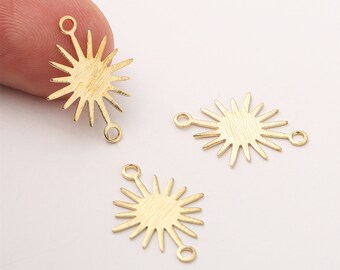10pcs Raw Brass Sun Charm ,Sun Connector, Earring Findings, Jewelry Making, Diy Material, Jewelry Supplies