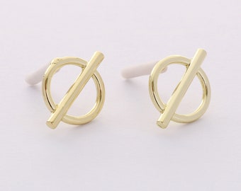 Pendientes de aleación de oro de 10 Uds., pendientes de tuerca de círculo redondo, Material de bricolaje de joyería de pendientes