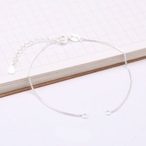 2pcs 925 Sterling Silver Box Chain Chain Bracelet, 0.8mm Chain, Silver Bracelet with Spring Clasp