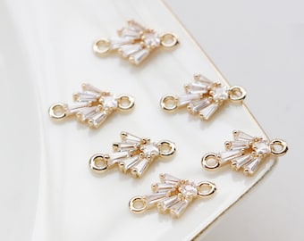10pcs CZ Pave Charm, Zircon Branches Connector, Birthstone Charm, 8*10mm, Gemstone Charm,Jewelry Making,Material Craft Supplies