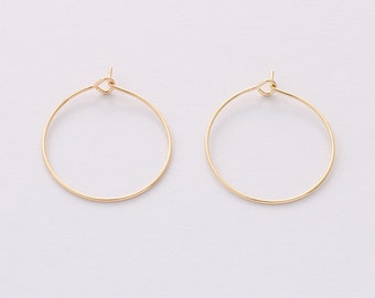 10PCS Real Gold Plated Earring Hoops, Hoop Ear Wire, 20MM/25MM/30MM Wine Glass Charm Rings, Large Hoop Earrings, Beading Jewelry Making