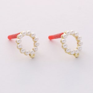 10pcs Quality Gold Plated Alloy Earrings, Round Pearl Stud Earrings ,Earring Jewelry DIY Material