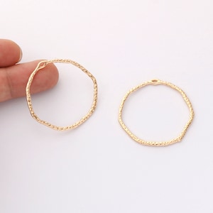 10pcs Real Gold Plated Large Circle Charm, Round Circle Pendant,Earrings Accessories,DIY Earring attachment