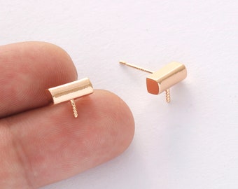 6pcs Real 18K Gold Plated Bar earrings,Ear Stud, Metal Post Earrings,Designer jewelry Finding, Earring diy