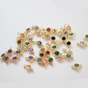 10pcs Real Gold Plated Zircon Charm, Tiny Mini cz Pave Pendant ,Bracelet Necklace Pendant,Pave Charm