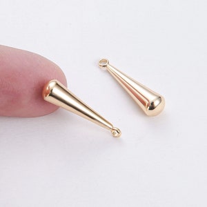 10pcs Real Gold Long Teardrop Charm, Polishing Ball Charm, Large Teardrop Pendant, Metal Ball Pendant, high quality