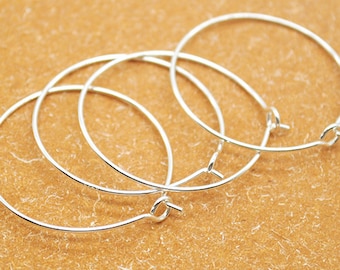 10PCS 925 Sterling Silver Earring Hoops,Hoop Ear Wire,15MM/25MM/33MM,20Gauge,Wine Glass Charm Rings,Large Hoop Earrings,Beading Jewelry