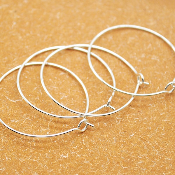 2 piezas de aros para pendientes de plata de ley 925, gancho para aro, 15 mm/25 mm/33 mm, calibre 20, anillos con dije de copa de vino, pendientes de aro grandes, joyería con cuentas