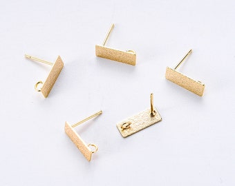6PCS Real 18K Gold Plated Bar Earrings, Short Bar Earring Attachment, Stick Post Earring,Jewelry Making, Material Craft Supplies