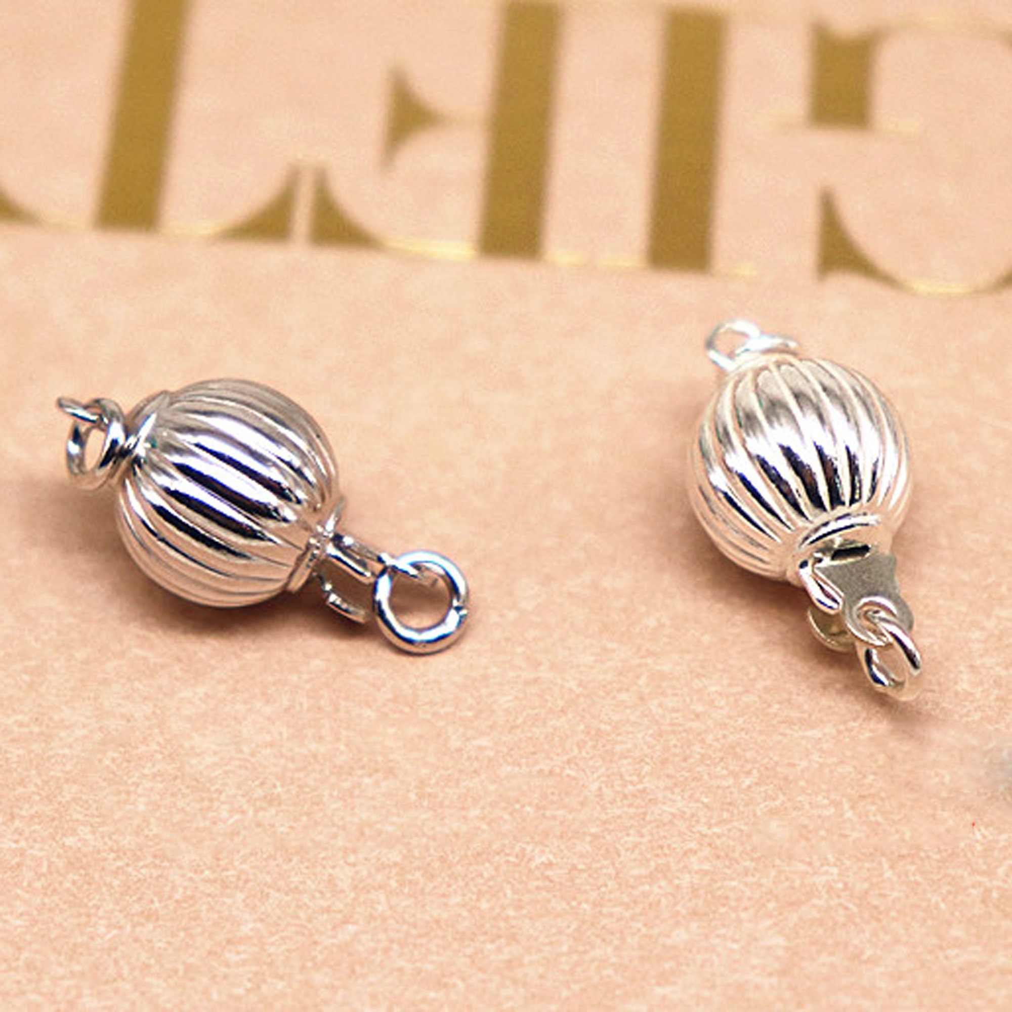 4pcs 925 Sterling Silver Round Ball Clasp Pearl Etsy