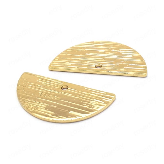 10PCS Real Gold Plated Semicircle Charm, Fan Shape Charm, Semicircle Pendant,Jewelry Making Material Craft Supplies