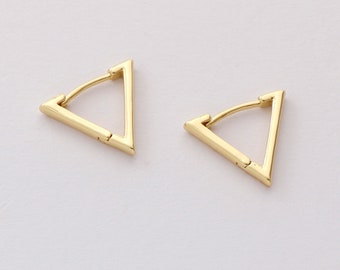 6pcs Real Gold Plated Triangle Hoop,Simple Hoop Earrings, Small Huggie Hoop,Designer jewelry Finding, Earring diy